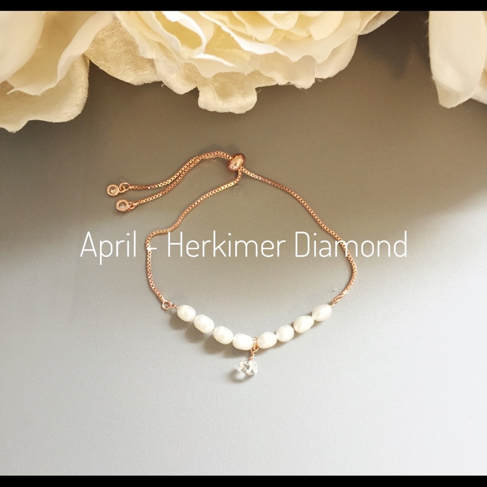 Rose Gold Adjustable Bracelet with HerkimerDiamond